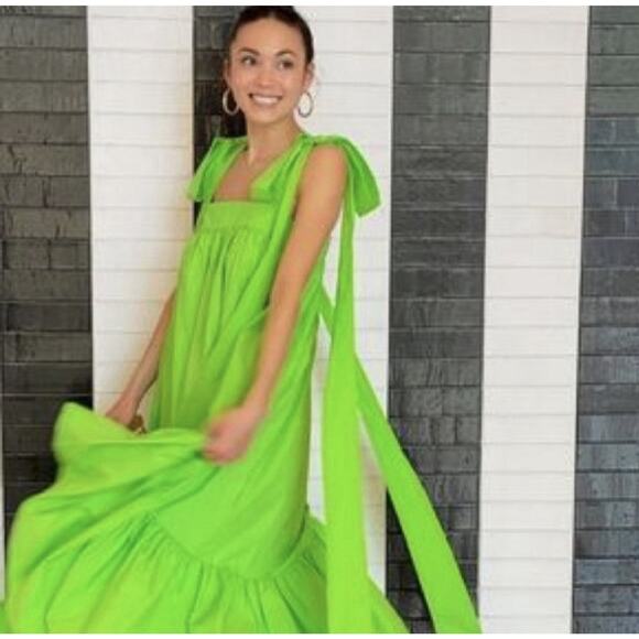 Christopher John Rogers Dresses & Skirts - Christopher John Rogers Dress Womens Small Green Strap Tie Midi Babydoll A-Line